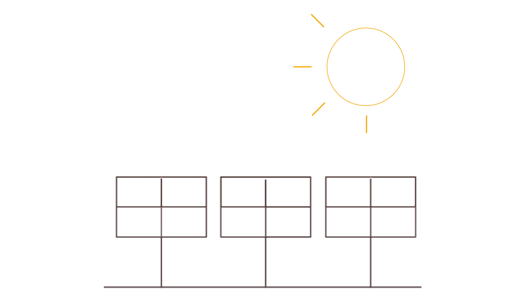 Illustration of Solar Panels with the sun shining on them